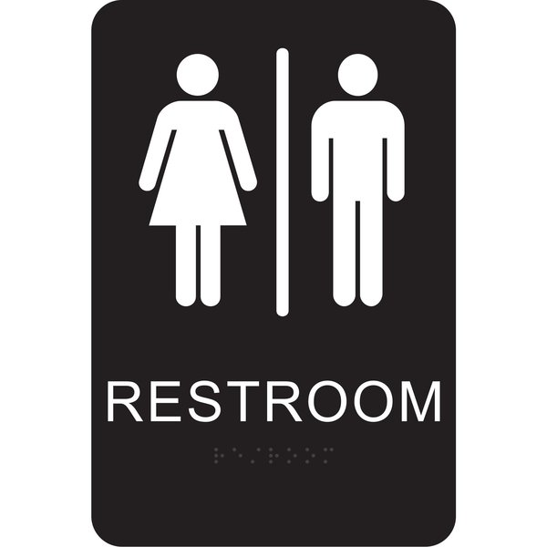 Hy-Ko Braille Restrooms Signs 6" x 9", 3PK A20010